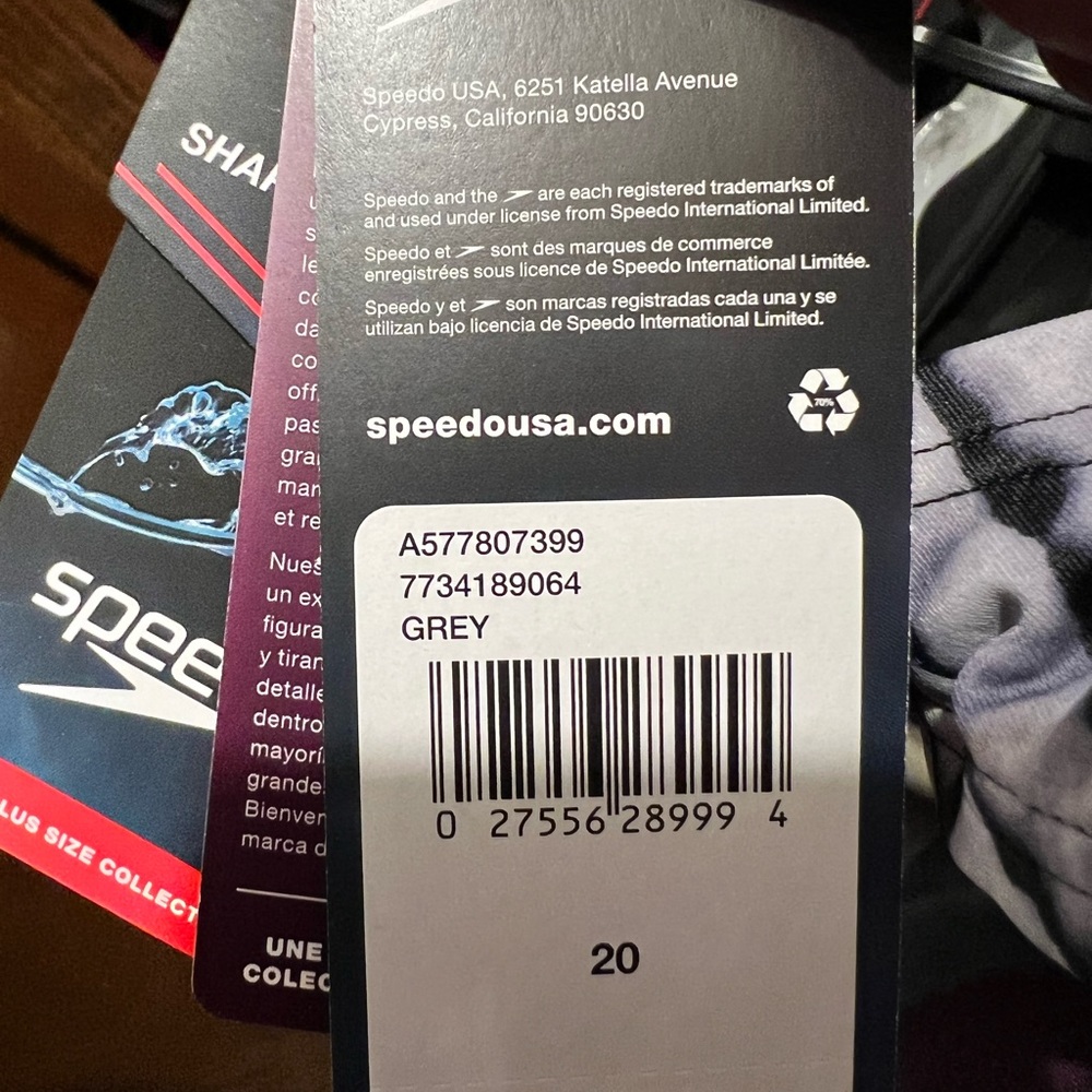 Gray speedo NEW never worn. Plus size swimsuit